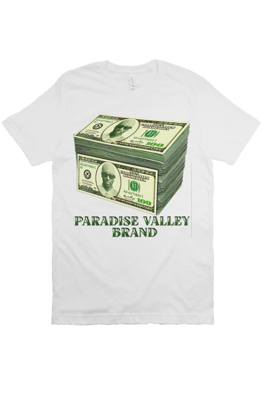 In BANK We Trust Stack Tee- white