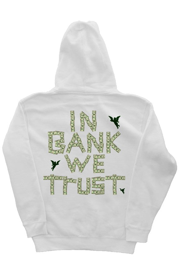 In BANK We Trust Stack Hoodie- white