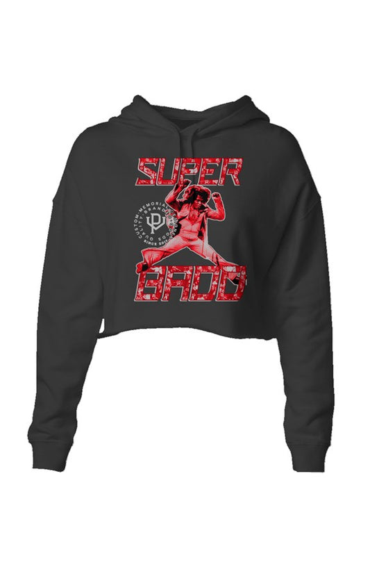 Super Badd Crop Hoodie- black/red