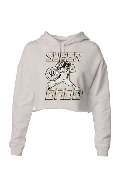 Super Badd Crop Hoodie- bone/black