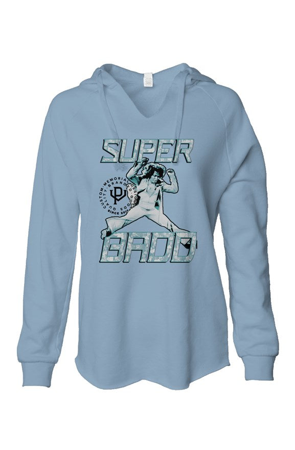 Super Badd Wash Hoodie- misty blue/white