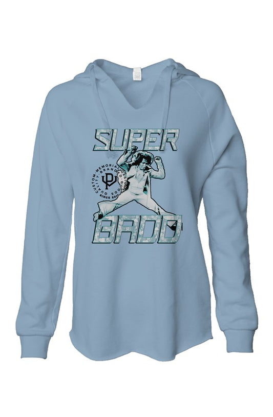 Super Badd Wash Hoodie- misty blue/white