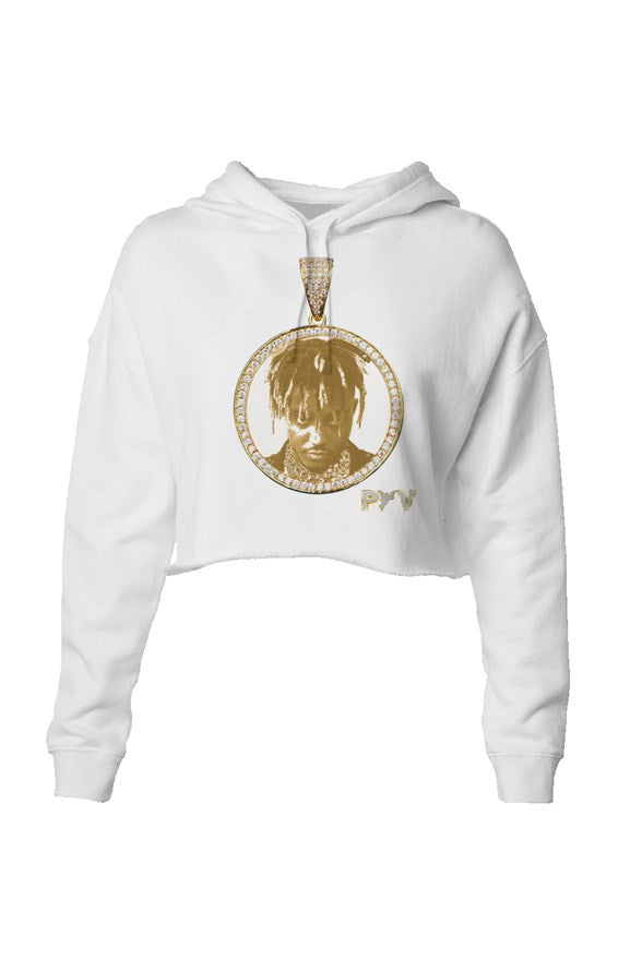 V.V.S. Pendant Crop Hoodie - white