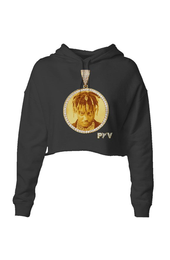 V.V.S. Pendant Crop Hoodie - black