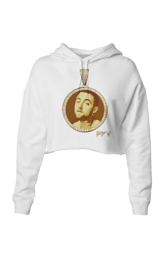 V.V.S. Pendant Crop Hoodie - white