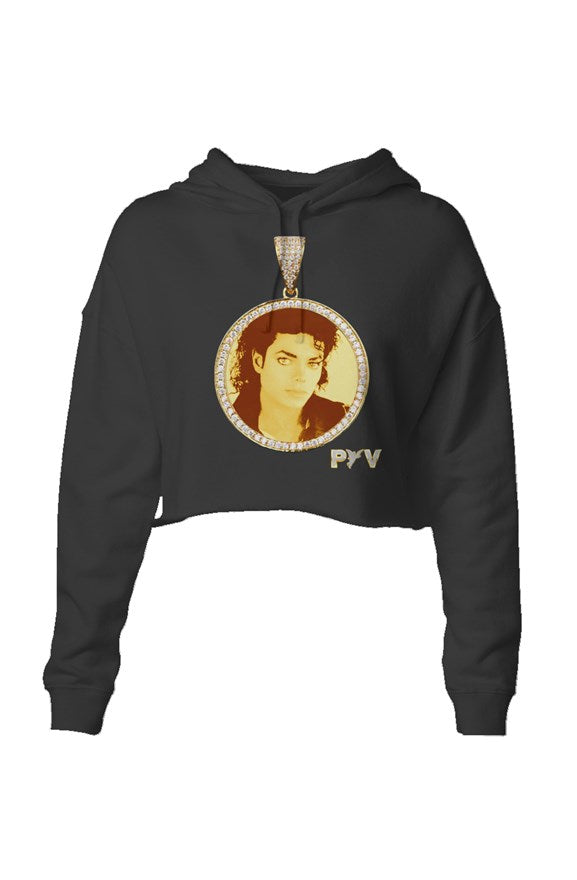 V.V.S. Pendant Crop Hoodie - black