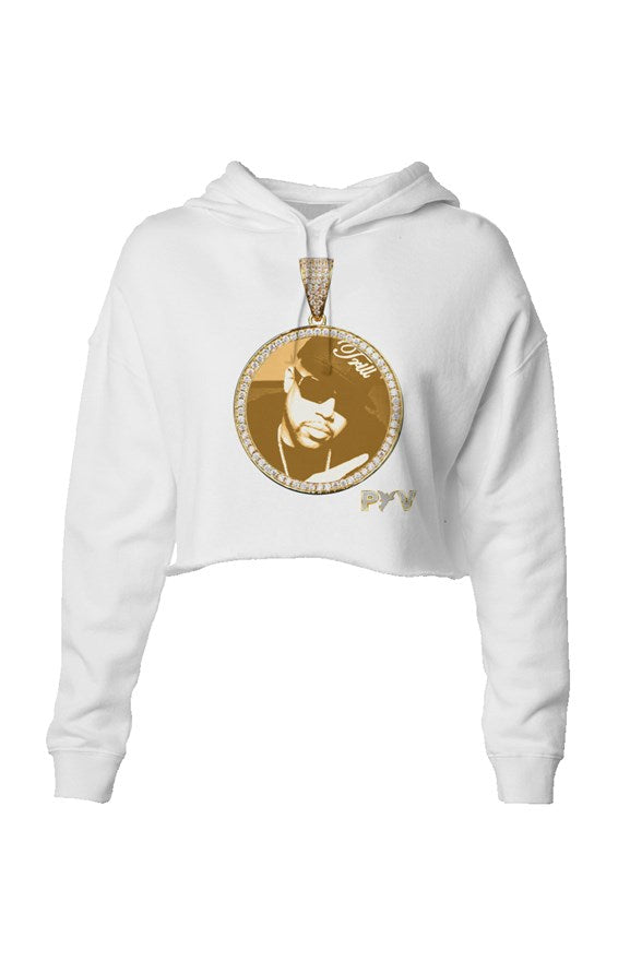 V.V.S. Pendant Crop Hoodie - white