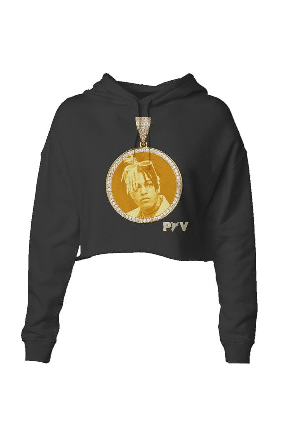 V.V.S. Pendant Crop Hoodie - black