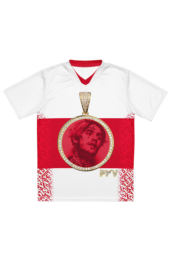 V.V.S. Pendant Strip Tee - red