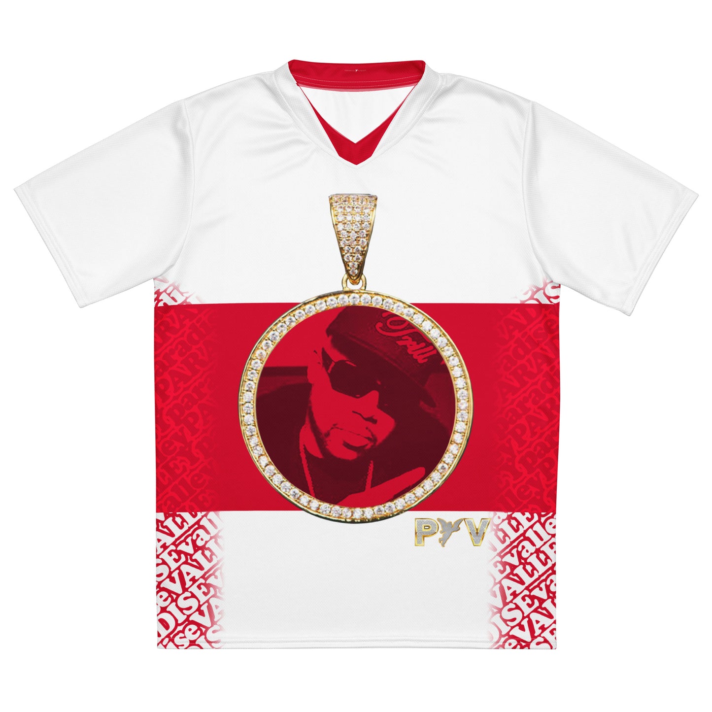 V.V.S. Pendant Strip Tee - red