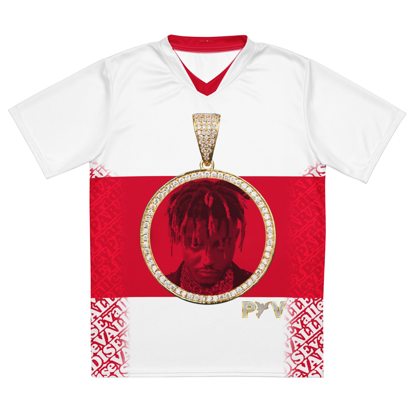 V.V.S. Pendant Strip Tee - red