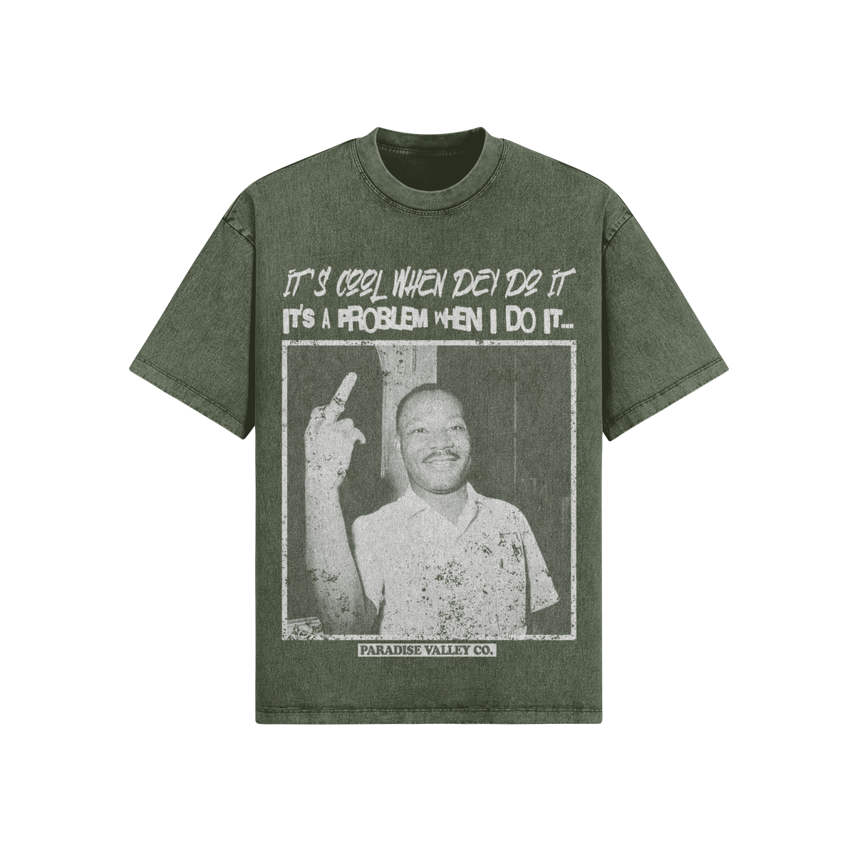 Middle Finger Tee - green wash