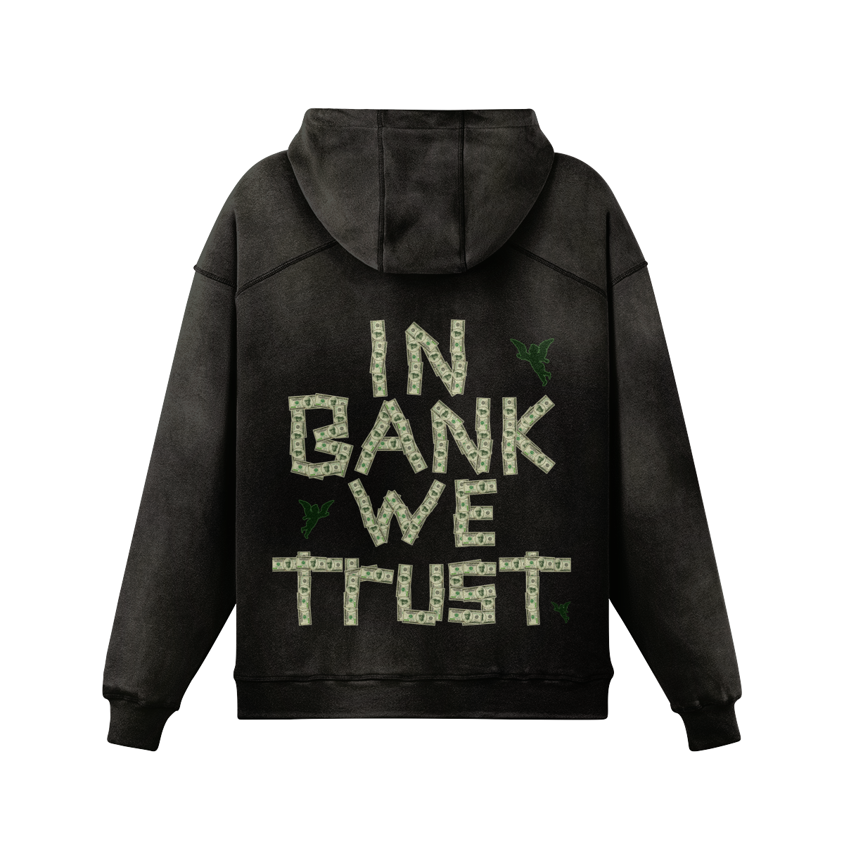 In Bank We Trust Stack Hoodie - smokey black